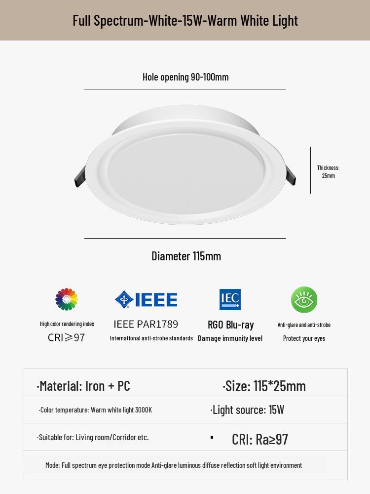 Recessed Ceiling Downlight for Living Room, 5-Inch Cutout, Bullseye Design