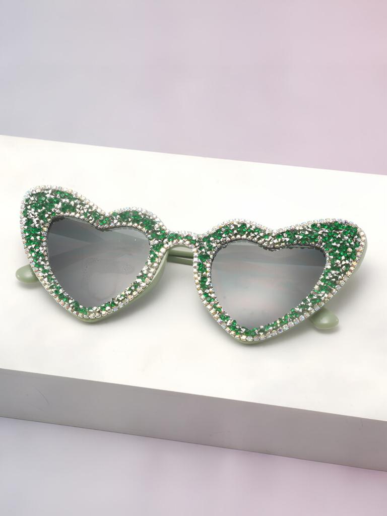 2026 Cute Diamond Encrusted Heart Style Women Sunglasses Trendy Female Sun Glasses Romantic Lady Light Luxury Gift KJ162