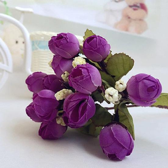 Сладкий искусственный букет из бутонов роз, домашняя свадебная ткань, роза, 15 цветов на 1 шт.