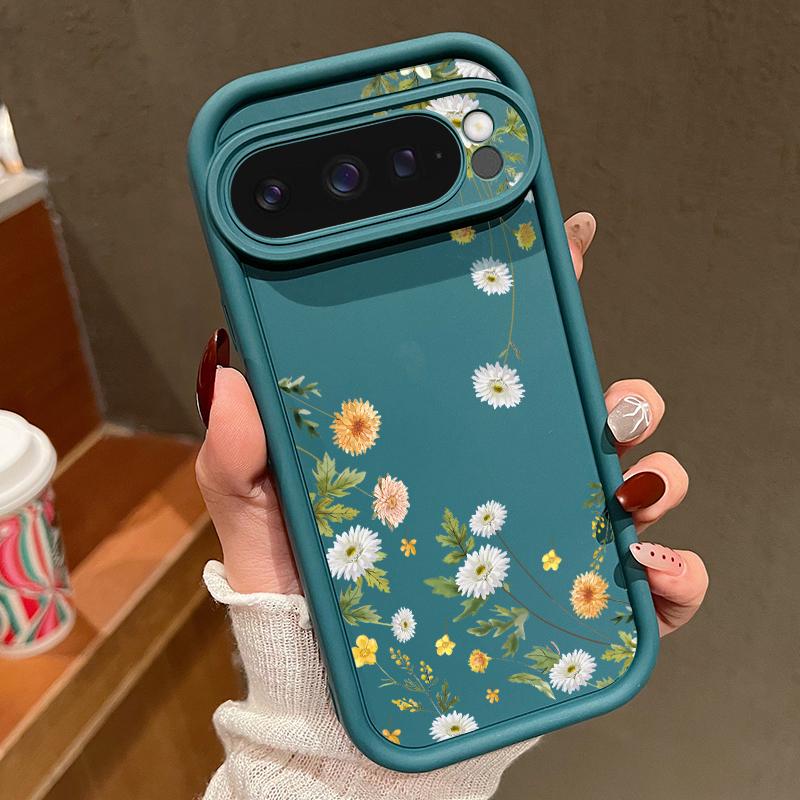 Простой цветочный принт ТПУ мягкий однотонный чехол для телефона для Google Pixel 9 Pro XL 8 Pro 8A защита объектива противоударный матовый бампер чехол