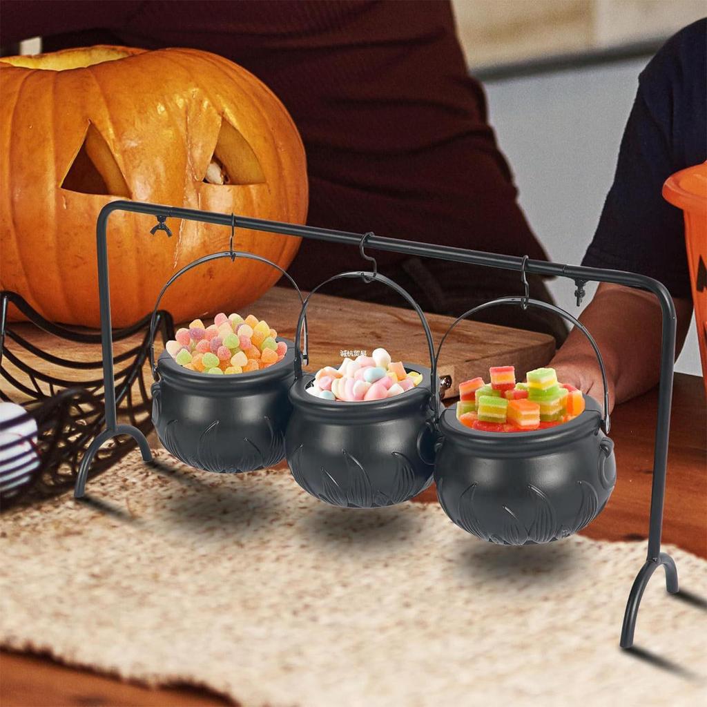 Black Cauldron Witch Bucket 3Pcs/set Holiday Candy Bucket Set Halloween Candy Servers for Decoration or Candy Storage