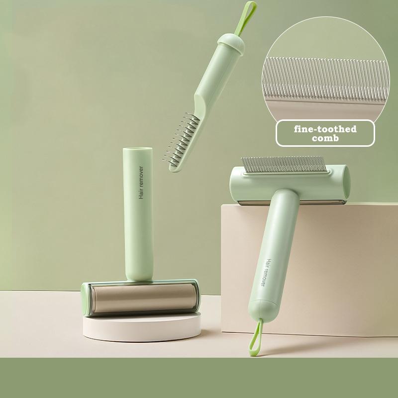 Professional 3 In 1 Pet Grooming Brush for Cats Deshedding Tool with Detangling Comb and Lint Roller Multi Function Hair Removal Tool for Pets