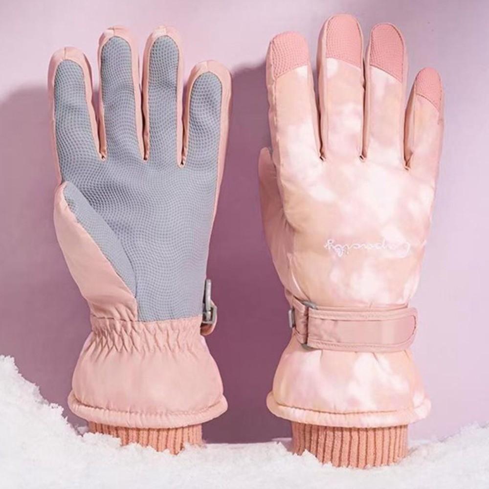 Touchscreen Winter Skiing Gloves Tie Dye Cycling Mitten for Women Outdoor Activities