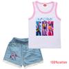 Детский Девочки Аниме Мультфильм Руми Зои Мира Принт Хлопок Без Рукавов Майка Джинсовые Шорты Набор Одежды