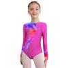 Girls Dance Leotard Long Sleeve Rhinestone Patchwork Jumpsuit for Gymnastics Training Performance