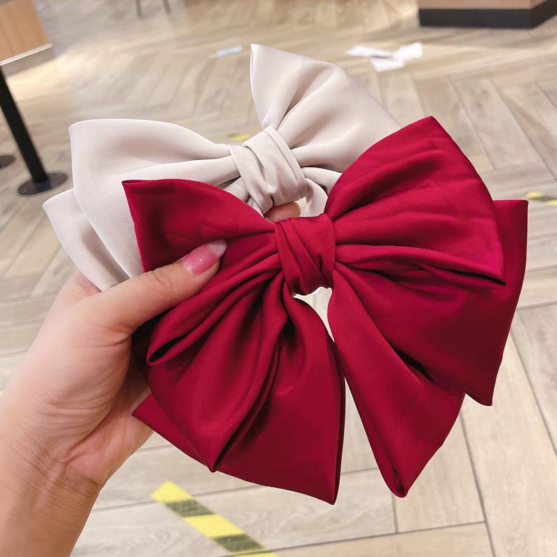 Korean Satin Bow Hairpin for Women - Large Drape Ponytail Clip