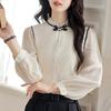 Autumn New 2024 Fashion Long Sleeve Stand Collar Chiffon Blouse Shirt Women Tops Blouses Shirts J433