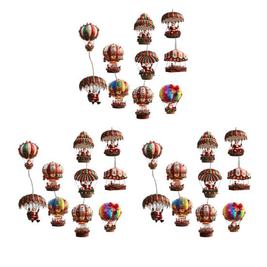 Рождественское украшение в виде воздушного шара, деревянная плоская 2D подвеска с Санта-Клаусом в воздушном шаре для праздничного оформления окна, стены, дома