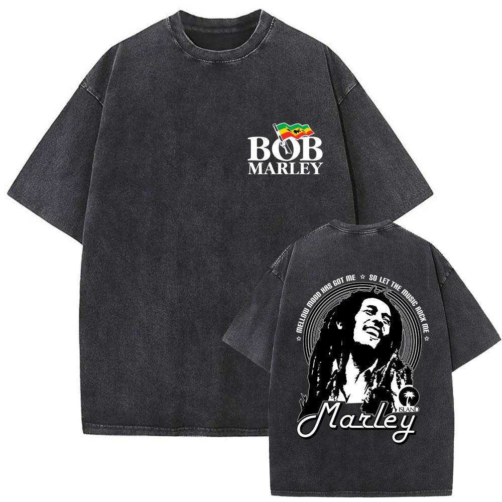 Classic Reggae Bob Marley Big Face Graphic Tshirts Washed Vintage Bob Marley Anniversary Printed Tshirt Men Oversized T Shirts