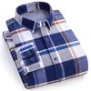 Winter Thermal Shirts Long Sleeve for Men 2 Layers Cotton Oxford Easy Care Warm Male Plaid Shirts Casual Business