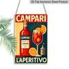 Плоская 2D 1 шт. 8x12 дюймов Винтажная табличка CAMPARI LAPERITIVO / Металлический алюминиевый арт-декор для стены, Забавная винтажная декоративная табличка, Декор для дома, Декор для ресторана