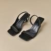 Square Head Thin Heel Back Empty Skirt Single Shoes Summer New French Niche High Heel Sandals Fairy Shoes