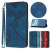For Honor 400 Pro 5G (Глобальный) Чехол-кошелек Line Imprinted PU Leather Phone Cover с ремешком