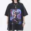 Горячий Аниме JoJo's Bizarre Adventure Аббаккио Леоне Одежда Мужчины Женщины Футболки Хлопковая Футболка с Эффектом Поношенности Ретро Футболка Харадзюку Футболка