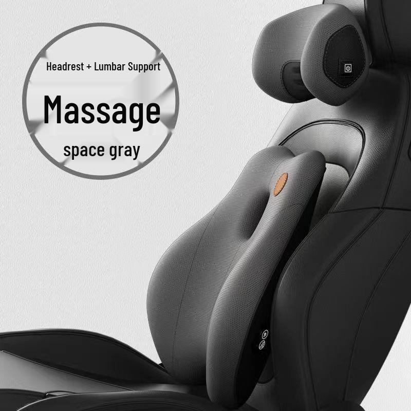 Электрический массажный валик из пены с эффектом памяти для поясничной поддержки в автомобиле и комплект подголовников