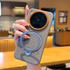 Для Vivo X300 и Vivo X300 Pro Чехол Магнитный Металлический Держатель-подставка с вращением на 360° Сетчатый узор Кожаный Хороший захват Мягкая задняя крышка