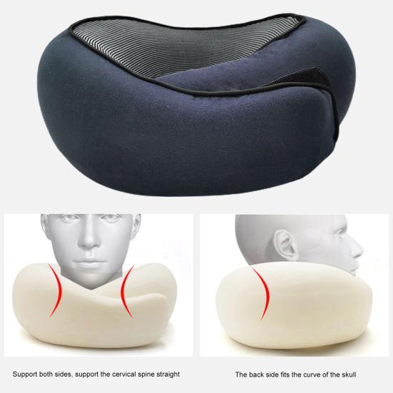 Подушка для шеи из пеноматериала с эффектом памяти, 360-градусная подушка для самолета с регулируемой застежкой