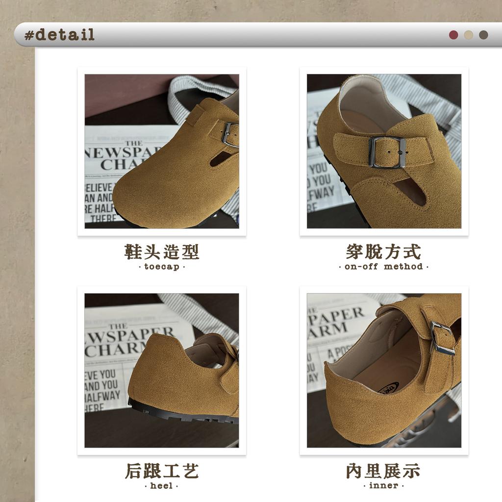 XSHX Взрослый Бокен | Женские туфли из кашемировой кожи первого слоя, кожаные туфли на липучке, ретро, универсальные, повседневные