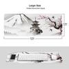 Japanese Cherry Blossom White Gaming Mouse Pad XL Extended Large Mouse Mat Desk Pad Stitched Edges Mousepad Long Nonslip Rubber Base Mice Pad 31.