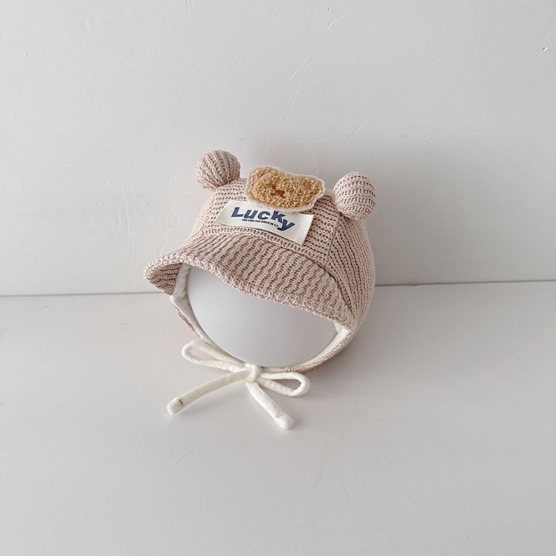 Милая мультяшная шапочка для малыша с завязками, шапочка для новорожденных мальчиков и девочек, зимняя теплая, для младенцев и малышей, шапочка с защитой ушей