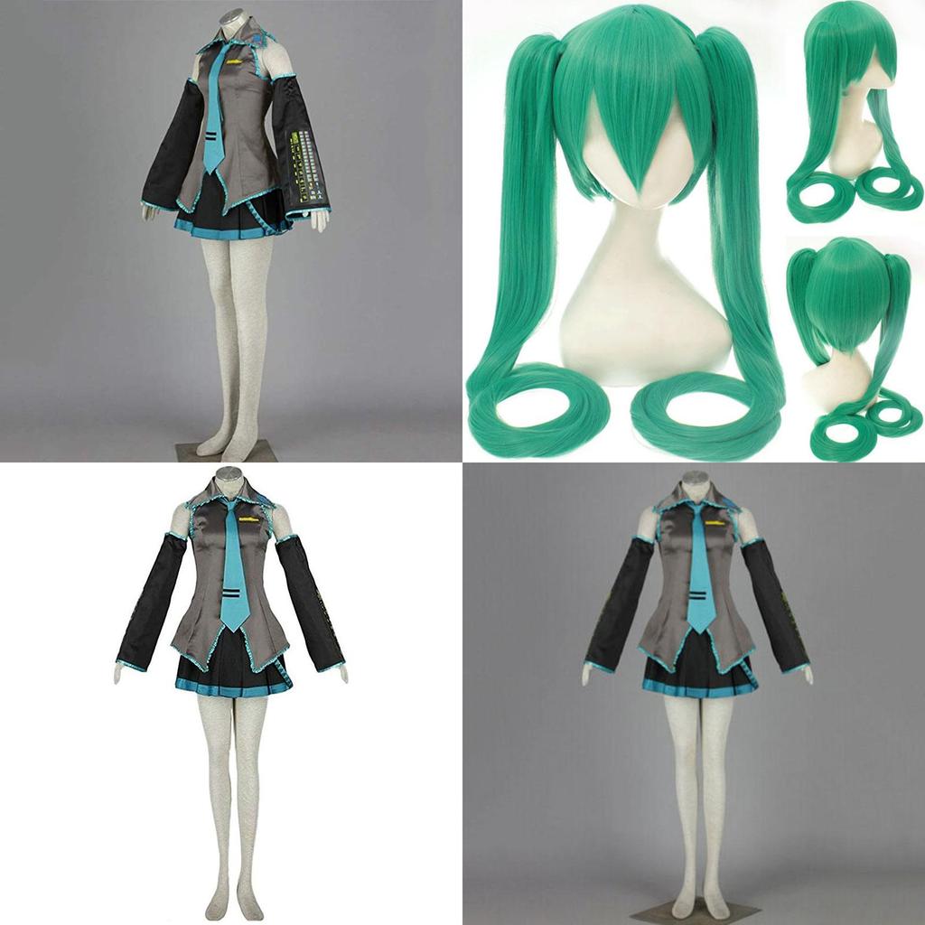 Изысканный костюм для косплея Hatsune Miku Vocaloid, парик, топы, платье, галстук, полный наряд