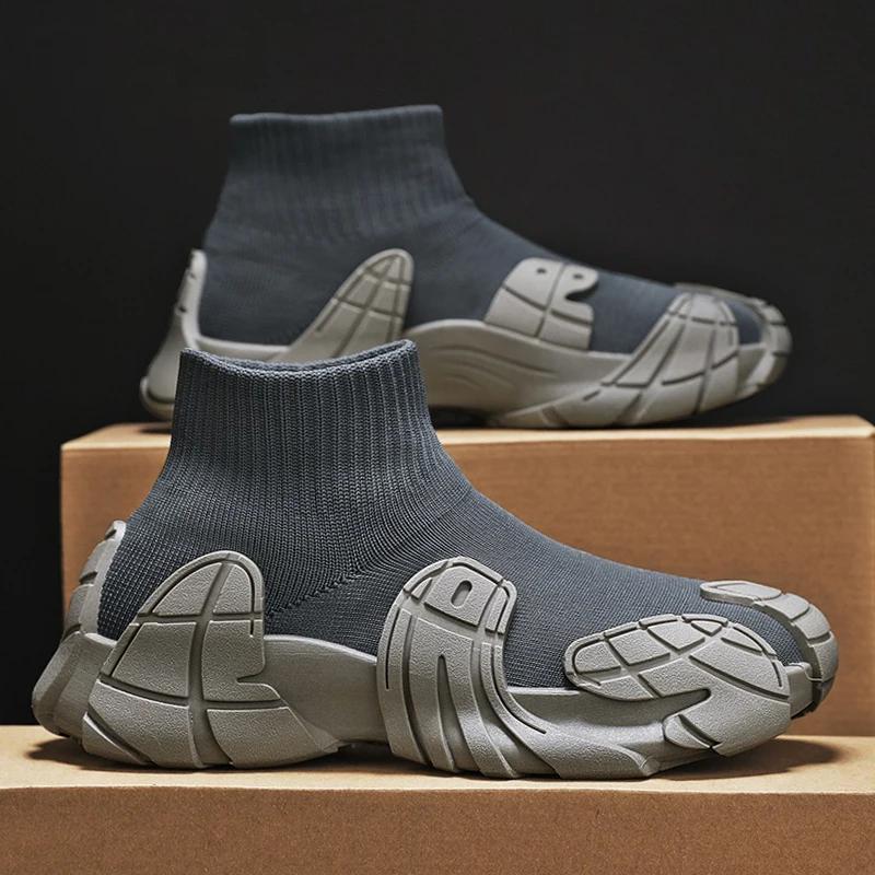 Высокие носки, кроссовки Octopus, дышащая сетка, мужские кроссовки, удобная толстая подошва, спортивная обувь для бега, трендовая обувь для ходьбы
