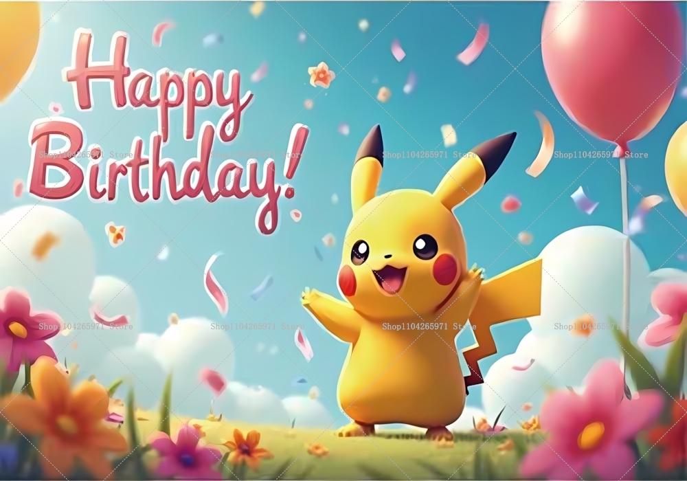 Pokemon Pikachu Backdrops Children Birthday Party Decor Photography Background Baby Shower Banner Booth Props Party Supplies