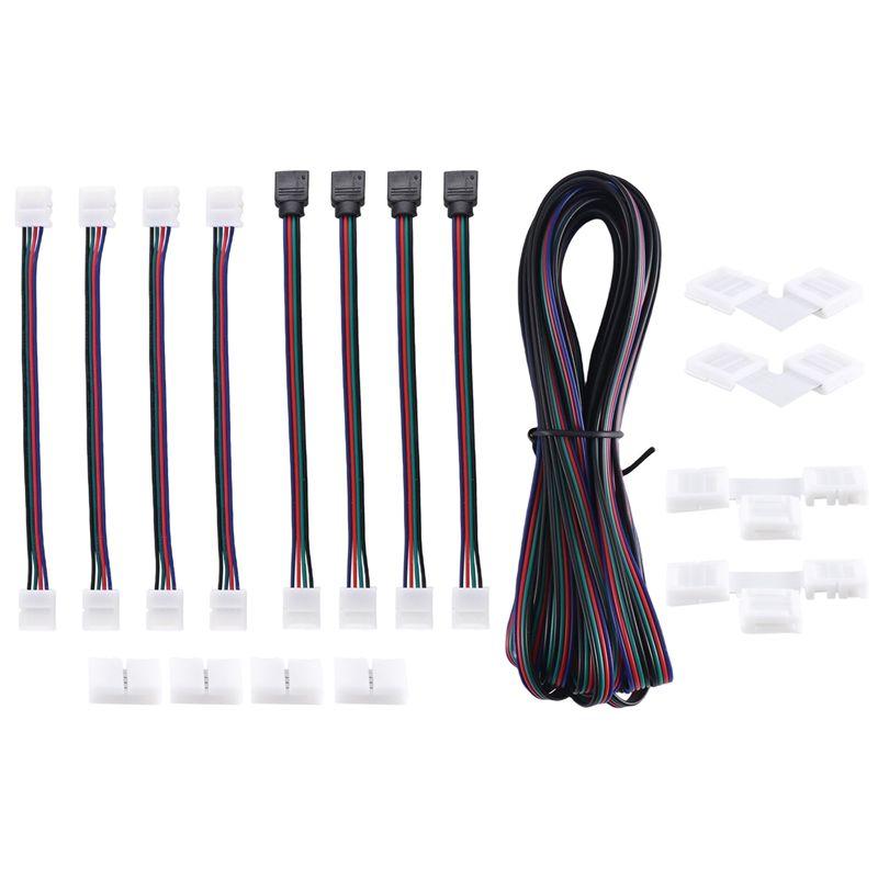 16 фев. 4 фута(5M) 4-контактный удлинительный кабель для RGB светодиодной ленты, наборы разъемов для светодиодных лент для гибкой RGB светодиодной ленты 5050