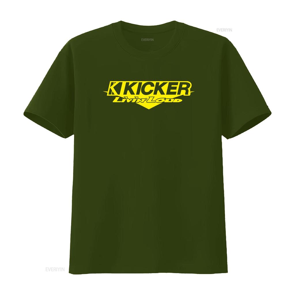 Футболка с логотипом Kicker Livin Loud Audio Идеально для автолюбителей Особенности Динамики Усилители Сабвуферы Дизайн винтажный Стирка