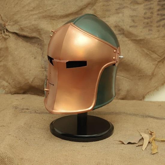 Medieval Crusader Helmet  Copper  Green Knight Armor Handmade Cosplay