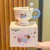 Super Cute Polka Dot Puppy Mug Water Cup Drinking Cup with Lid Spoon High Value Ceramic Cup Girls Birthday Gift
