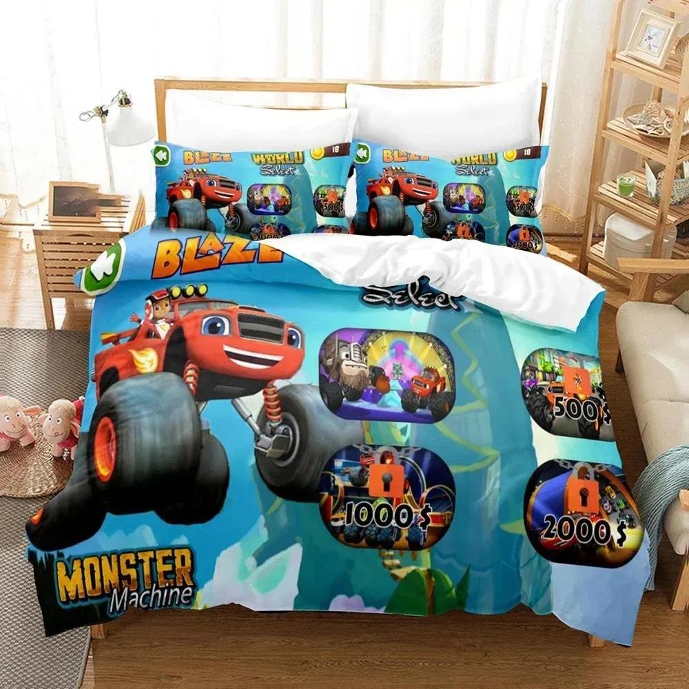 Cartoon Bedding Set B-Blaze Monster Machines Speed Boys Girls Twin Queen Size Duvet Cover Pillowcase Bed Kids Adult