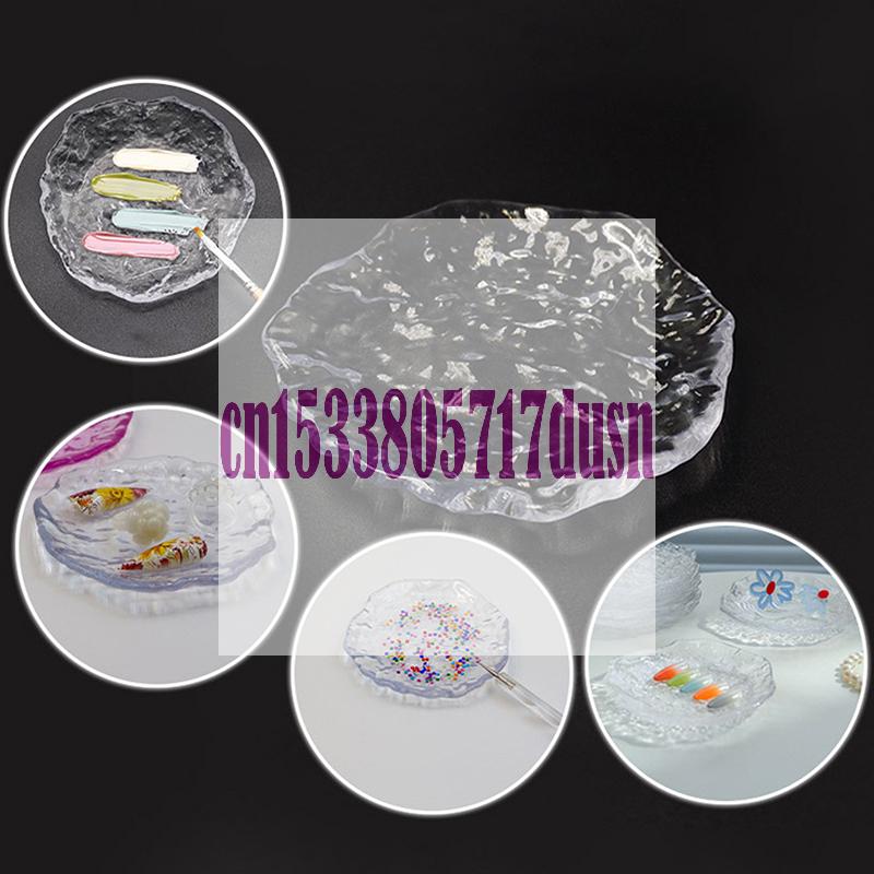 {HBA17} Nail Rhinestone Storage Tray Glitter Display Plate Clear Acrylic Nail Brush Holder Nail Art Tools Stand Organizer