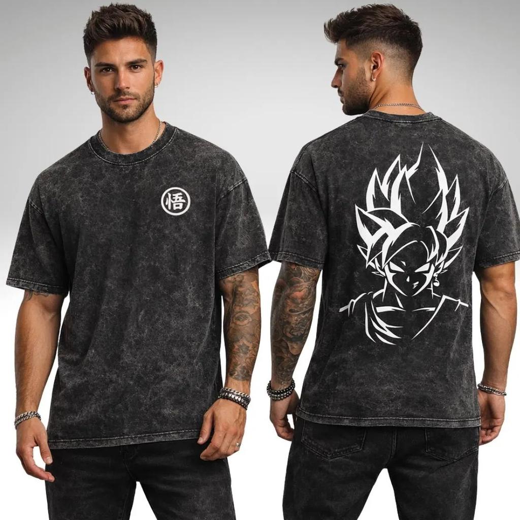 Vintage Anime Dragon Ball Graphic Washed T Shirt Spring Summer Mens Women Cotton Casual Oversized Tee Top Streetwear Harajuku
