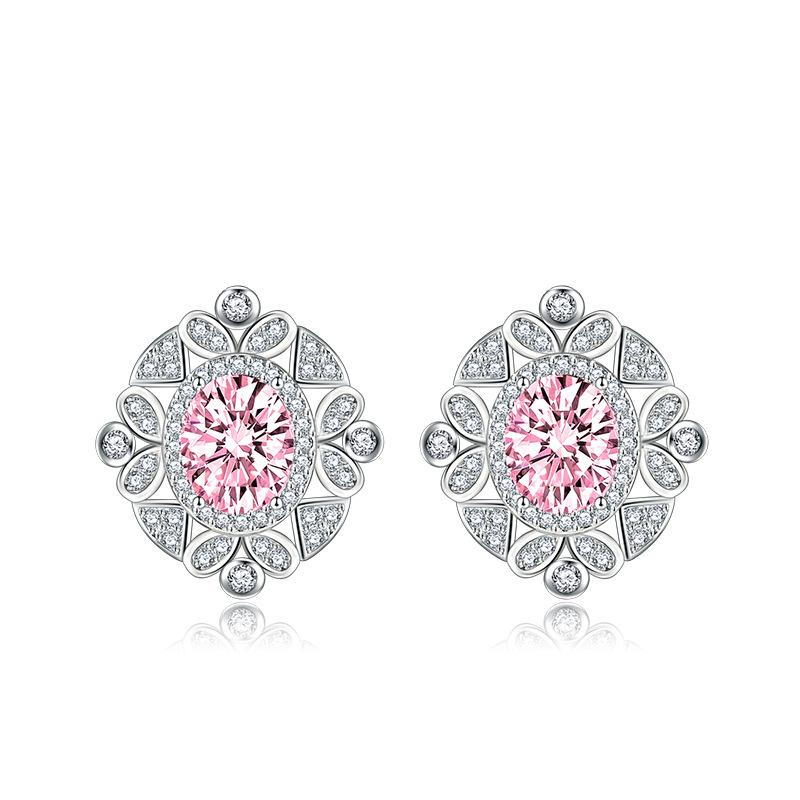 BELLA BOX Luxury Women Fashion Oval Zircon Stud Earrings Wedding Engagement Party Gift