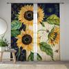 Modern Simplistic Style Sunflower Print Drapes for Living Room Bedroom Decor Rod Pocket Semi-Sheer for Windows Decorations