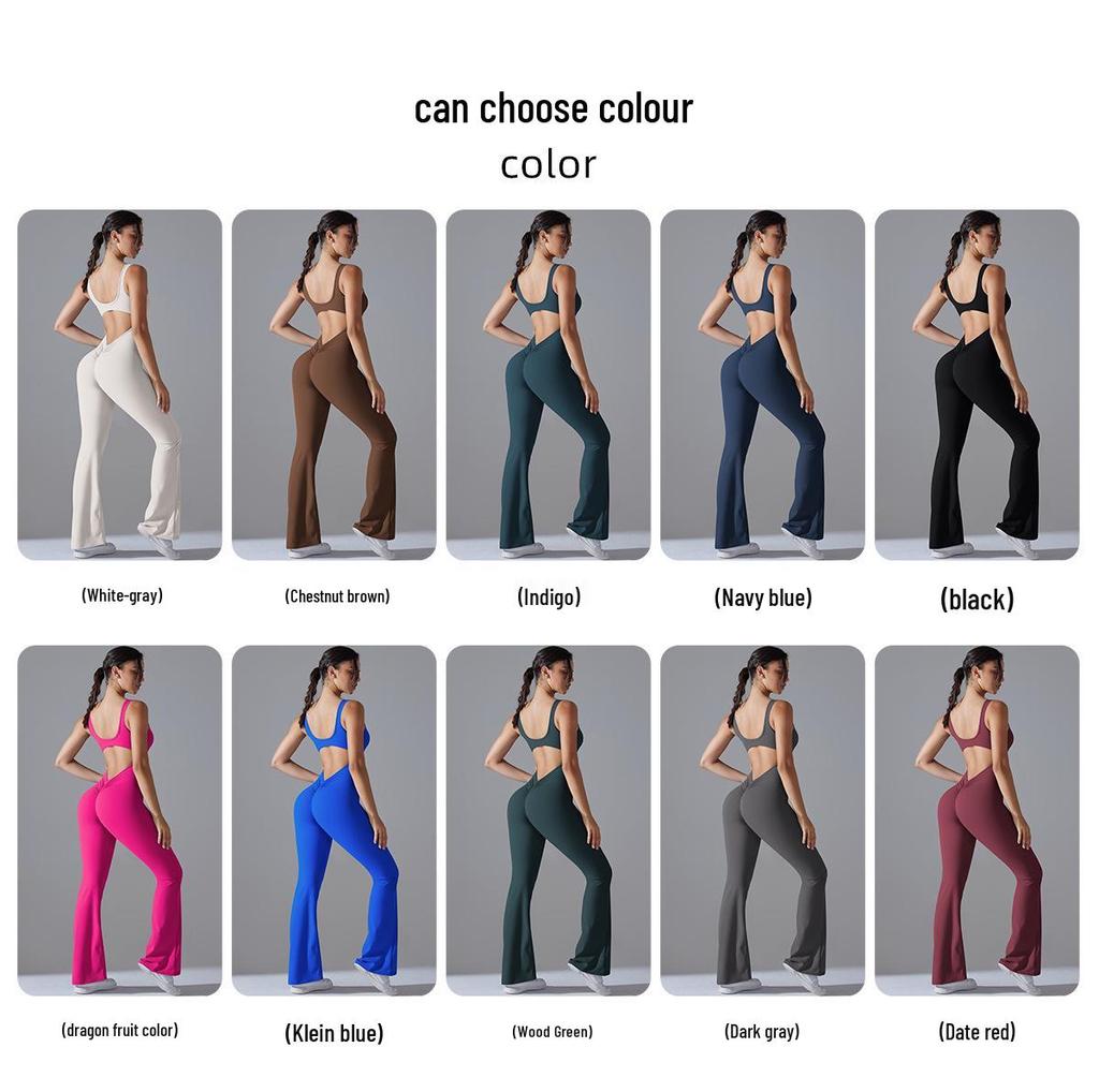 Однотонный спортивный комбинезон облегающего кроя с широкими штанинами для йоги и бега