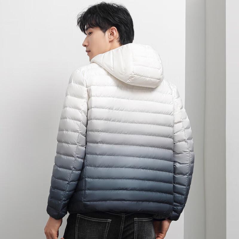 Tri-polar Men's Gradient Hooded Lightweight Down Jacket TP9128