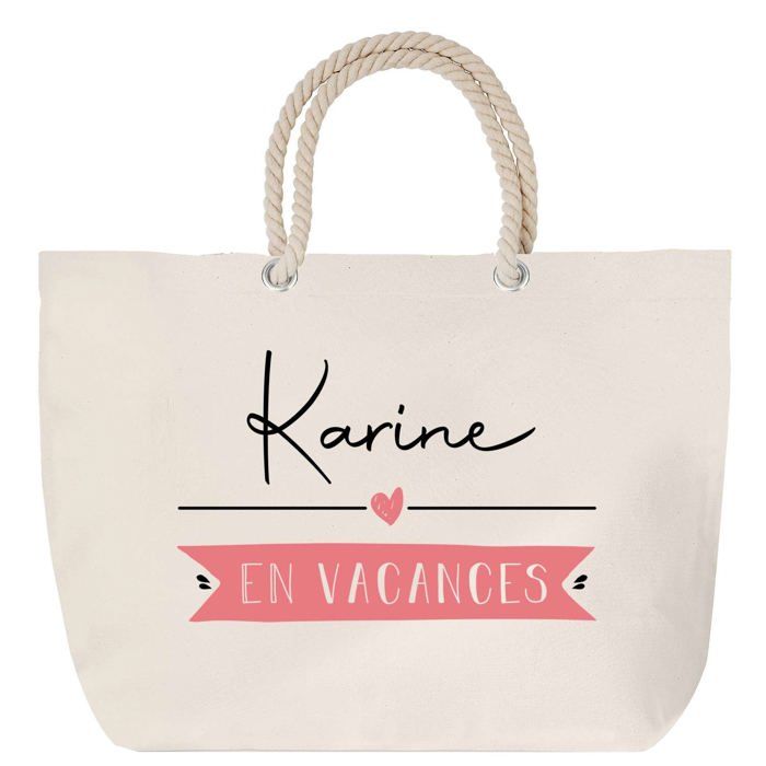 Sac de plage - PLANETEE - Karine - Anse corde - Grand format - Personnalisable