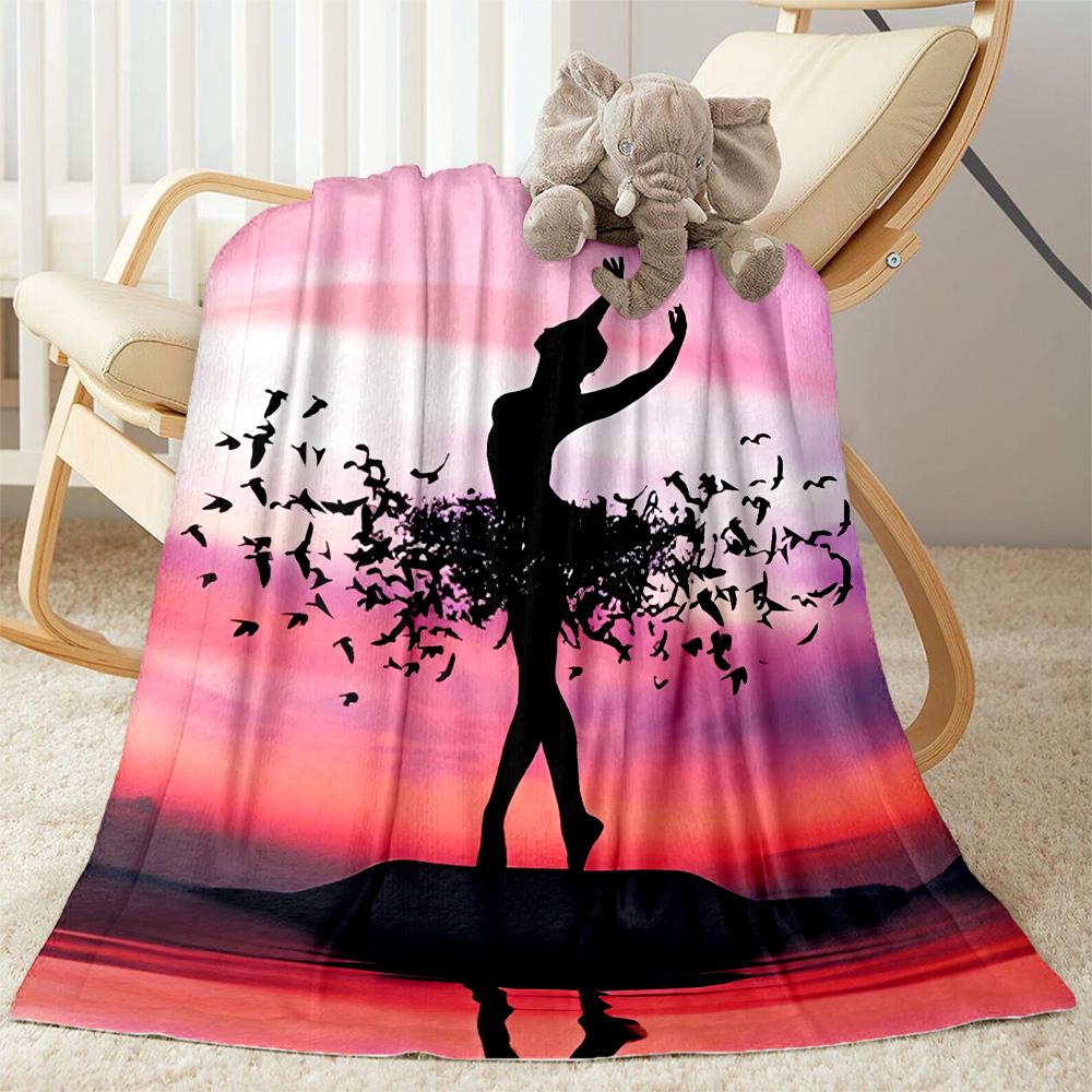 Dreamy Ballerina Flannel Blanket - Soft and Comfortable, Suitable for Sofas, Beds, Offices, Travel, and All Seasons, Making It A Perfect Holiday Gift.