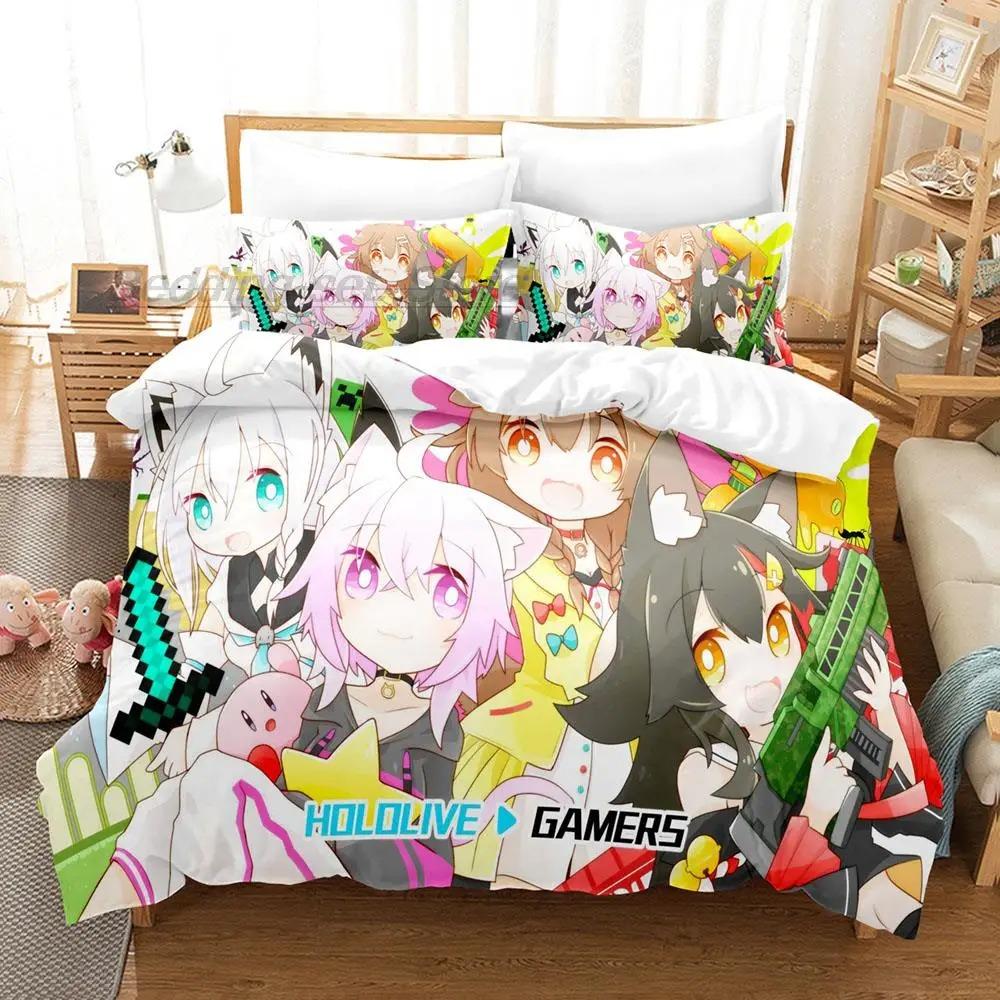 Hololive Neko Mata Okayu Комплект постельного белья Single Twin Full Queen King Size Комплект постельного белья Aldult Kid Bedroom Duvetcover Sets 3D Anime