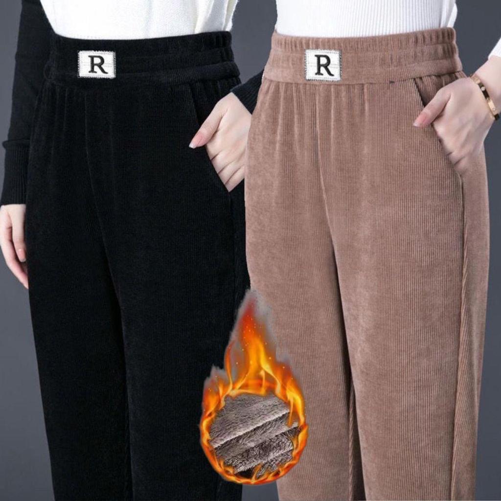 Corduroy & Velvet Thickened Harem Pants - Large Size, Autumn/Winter Casual Women’s Trousers, 2025 European Style