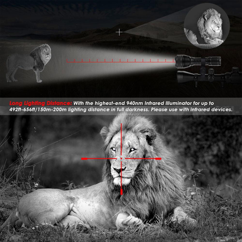 T21 Infrared IR 850nm/940nm Night Vision LED Tactical Flashlight Zoom IPX6 Waterproof Torch Use 18650 Battery Hunting Lantern