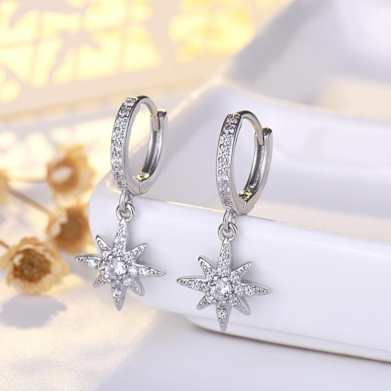 Diamond-inlaid Zircon Star Ear Buckle Earrings