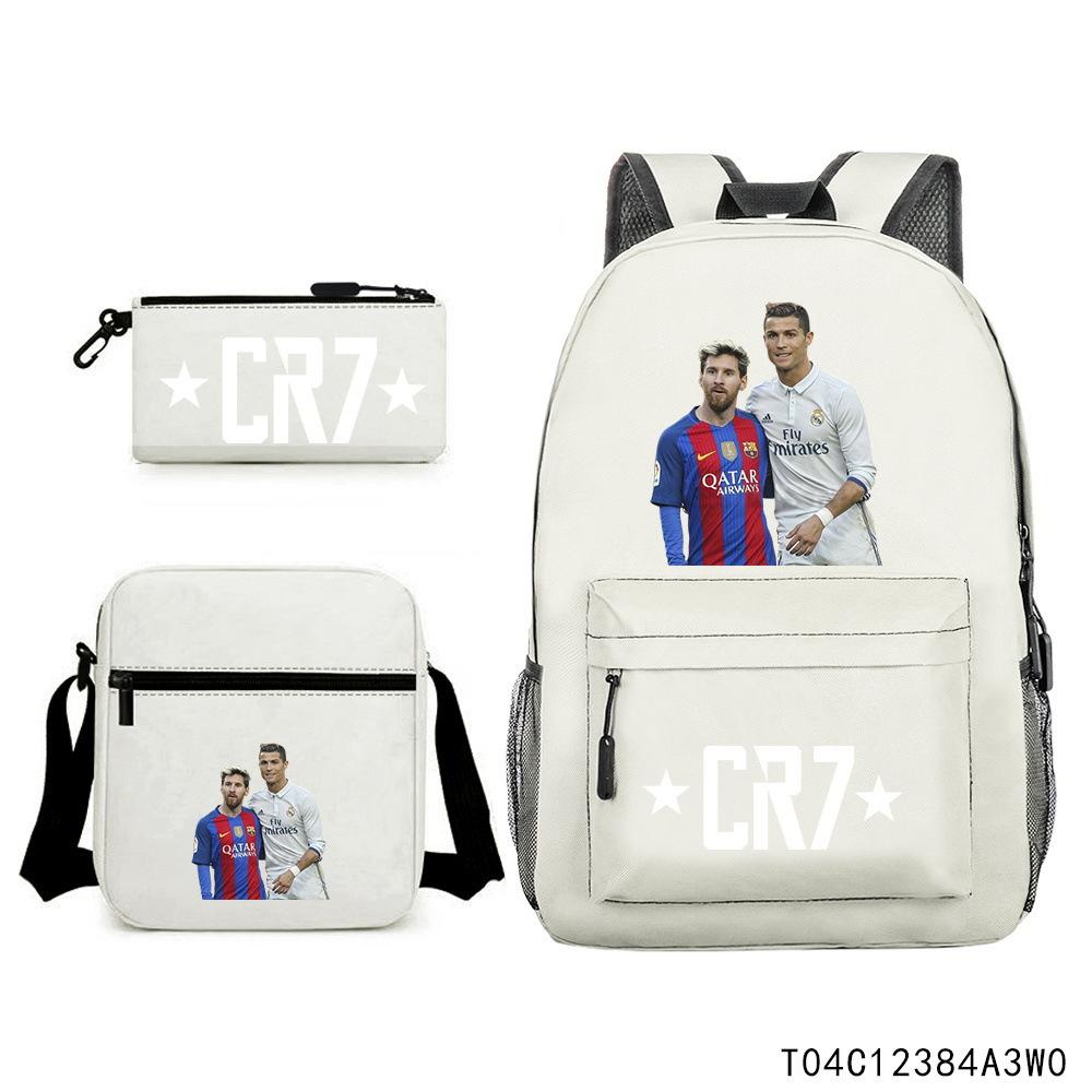Luo Qixing Three-Piece Schoolbag, Male And Female Students Leisure Bag, Printed Large-Capacity Outdoor Backpack