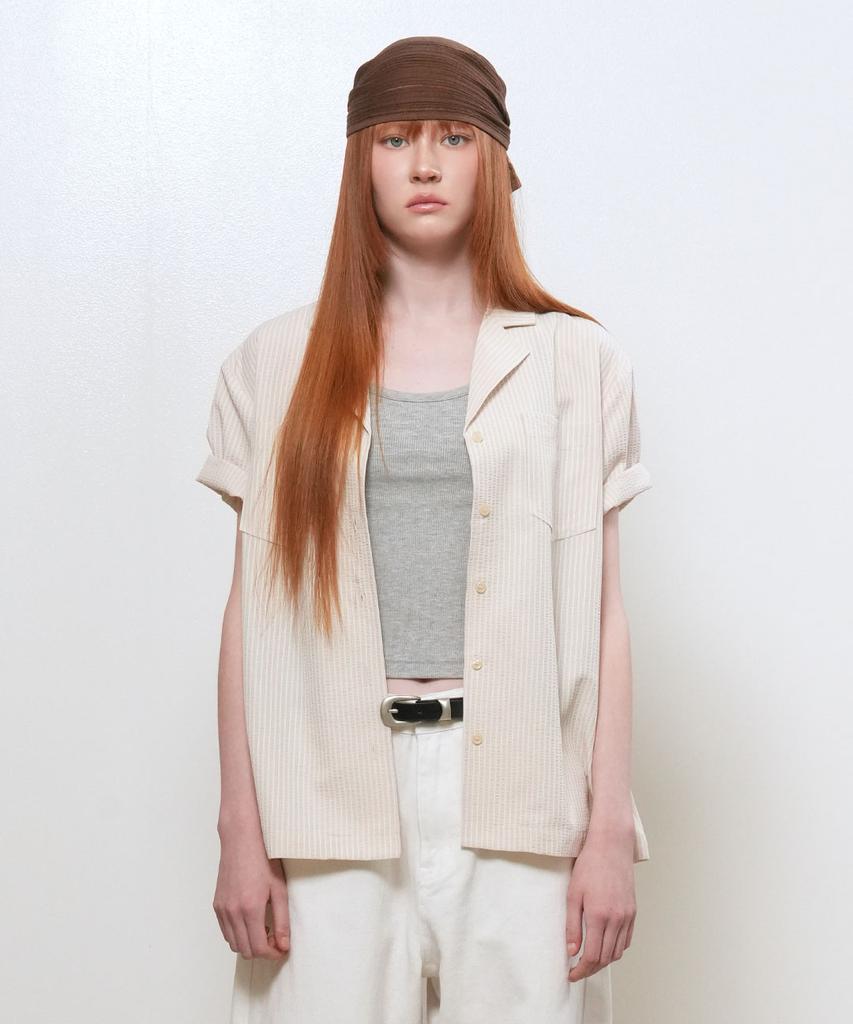 GENERALIDEA Seersucker Collar Half Shirt [Beige] / Gf2Lsh518