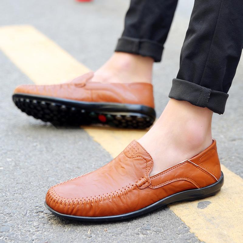 Casual Leather Shoes Men's Soft Bottom Non-slip Loafer Lazy Shoes Driving Shoes Middle-aged and Elderly Dad Shoes