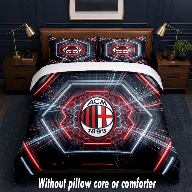 AC Milan Design Bed Bedding Set 1 Duvet Cover + 2 Pillowcases Soft Breathable Household Bed Linens