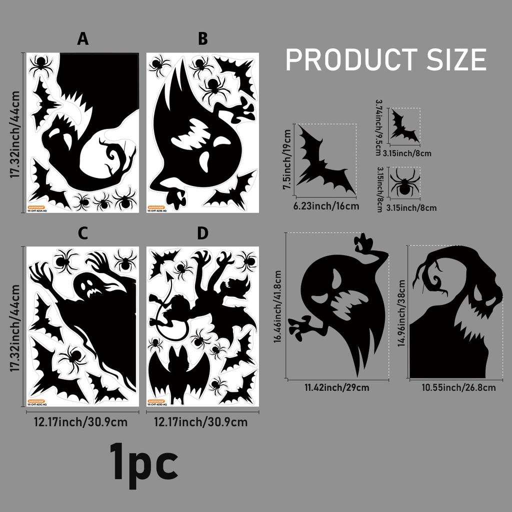 Halloween Self-Adhesive Glass Sticker Window Sticker Style Wall Sticker Door Sticker Diy Horror