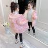 2023 Girls Padded Cotton Clothes Medium and Large Children Send Bags Korean Style Thick Warm Jacket